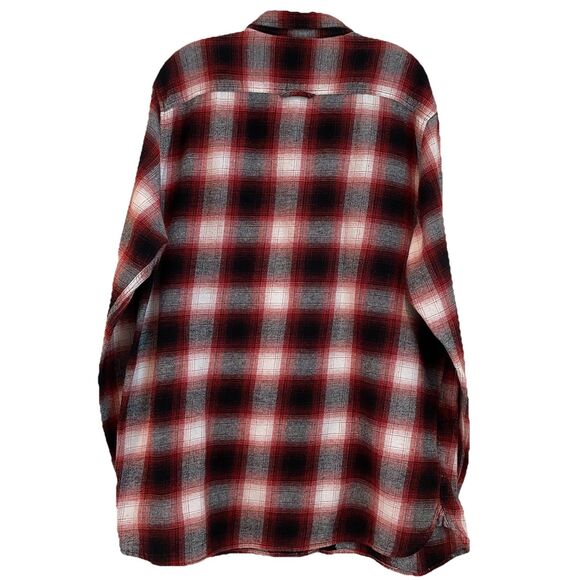 Sun + Stone Men’s  Flannel Button Down Tattersall Shirt Plaid Red Black- XXL - Picture 5 of 14